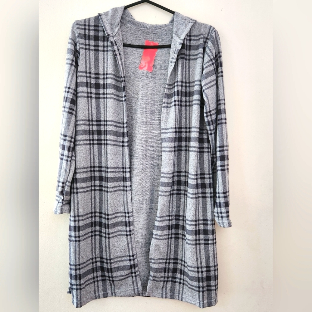 open long cardigan with hood